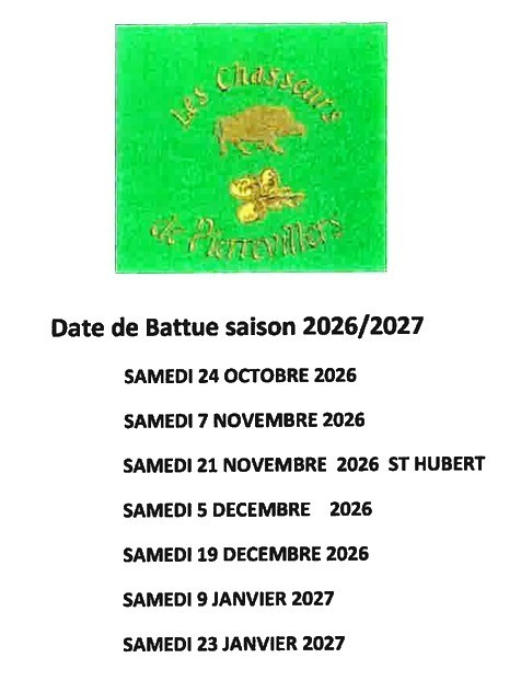 Battues chasseurs de Pierrevillers 2025-2026